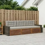 Vidaxl Outdoor Sofa Set 3 Pcs Natural And Light Grey Polyester