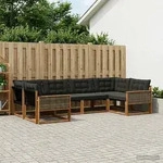 Vidaxl Outdoor Sofa Set With Cushion 6 Pcs Natural And Black