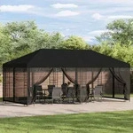 Vidaxl Garden Gazebo With Sidewalls 6 X 3 M Black Polyester And Steel