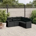 5-tlg. Garten-sofagarnitur Mit Kissen Schwarz Poly Rattan - Vidaxl