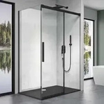 Duschkabine Rav12 Schwarz 90x140x195cm Eckdusche Rechts-oder Linkseinstieg
