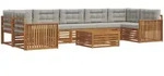Outdoor-sofagarnitur Mit Kissen 8 Pcs Nat&uuml;rlich Und Hellgrau Vidaxl