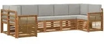 Ecksofa Set Mit Kissen 6 Pcs Nat&uuml;rlich Und Hellgrau Vidaxl