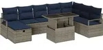 Garten-sofa-set Mit Kissen Mit Speicher 9 Pcs Grau Poly Rattan Vidaxl