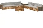 Outdoor-sofagarnitur Mit Kissen 9 Pcs Nat&uuml;rlich Und Hellgrau Vidaxl