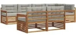 Outdoor-sofagarnitur Mit Kissen 7 Pcs Nat&uuml;rlich Und Hellgrau Vidaxl