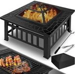 Kesser - Feuerstelle Mit Grillrost & Grillzange Feuerschale 82x82x50cm 3in1