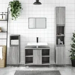 Badschrank Grau Sonoma 30x30x100 Cm Holzwerkstoff Vidaxl