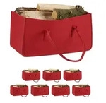 8 X Kaminholztasche Aus Filz, Tragbarer Feuerholzkorb, Faltbarer Zeitungshalter