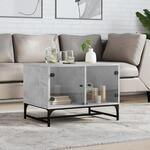 Vidaxl Coffee Table With Glass Doors Concrete Grey 68,5x50x50 Cm