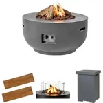 Mania Feuertisch Komplettset 19,5 Kw Bowl Rund 91x91x46 Cm Beton-optik Grau - Happy