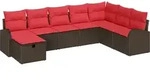 Sofa Set Mit Kissen Mit Speicher Braun Und Rot Poly-rattan Vidaxl