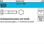 Din 931 Sechskant-schaftschraube M10x150 Edelstahl A2 70 Blank 50 Stk