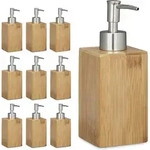 10 X Seifenspender Bambus, Eckig, Manueller Pumpspender, Hbt: 18 X 6,5 X 8 Cm,