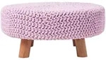 Gestrickter Fu&szlig;hocker, 30 Cm Hoch, Rosa - Homescapes