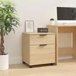 Vidaxl Mobile File Cabinet With Wheels Sonoma Oak 45x38x54 Cm Engineered Wood