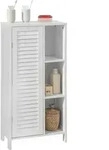 Sobuy - Bzr39-w Badkommode Hochschrank Badschrank Mit Lamellent&uuml;r Kommode F&uuml;rs Bad