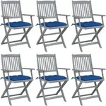 Vidaxl Folding Chairs 6 Pcs With Cushions Solid Acacia Wood (46333+46334+314892)
