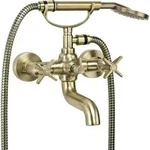 Doppelhebel-bademischer Mit Handbrause In Der Farbe Geb&uuml;rstetes Messing Deante