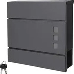 Ecd Germany Briefkasten Mit Zeitungsfach, 37x36,5x10,5 Cm, Anthrazit, Aus Stahl