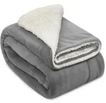 Sherpa Decke Alina 240cm, 220cm, Hellgrau/wei&szlig; - Beautissu