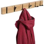 Relaxdays Garderobenleiste, 6 Klappbare Haken, Bambus, Metall, Hxbxt: 5 X 60 X...