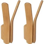 2 X Wandhaken Bambus, Zum Schrauben, Garderobenhaken Doppelt, Kleiderhaken...