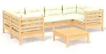 7-tlg. Garten-lounge-set Mit Creme Kissen Kiefernholz Vidaxl