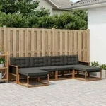 Vidaxl Outdoor Sofa Set With Cushion 6 Pcs Natural And Black