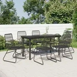 7-tlg. Garten-essgruppe Schwarz Pvc-rattan - Vidaxl
