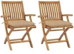 Gartenst&uuml;hle 2 Stk. Mit Beige Kissen Massivholz Teak Vidaxl