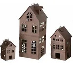 3er Set Laterne In Hausform Zum Aufh&auml;ngen 35 / 21 / 13 Cm - Edel Rost - Deko...