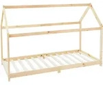 Kinderbett 90 X 200 Cm Mit Dach Und Lattenrost, Natur, Hausbett F&uuml;r M&auml;dchen Und