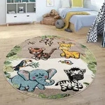Paco Home - Kinderteppich Kinderzimmer Dschungel Tiere Giraffe L&ouml;we Affe Zebra...