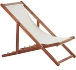 Liegestuhl Dunkelbraun Und Cremewei&szlig; Akazienholz Mit 2 Ersatzstoffbez&uuml;gen Zur