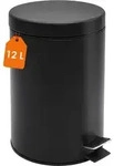 Edelstahl Tretm&uuml;lleimer Rund Schwarz Matt 39 X 25 Cm Mit Deckel - 12 L - Metall