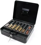 Geldkassette Safe Stahl Schwarz Mit M&uuml;nzz&auml;hlbrett Hjh Office