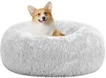 Orthop&auml;disches Hundebett Rund, Waschbar, Kuschelig, 70 Cm, Hellgrau