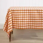 Homescapes - Orange Karierte Tischdecke Aus 100% Baumwolle, 138 X 228 Cm