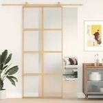 Vidaxl - Schiebet&uuml;r Golden 90x205 Cm Matt Esg-glas Und Aluminium