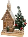 Ecd Germany - Dekorative Holz-weihnachtshaus Mit Led-beleuchtung, Warmwei&szlig;,...