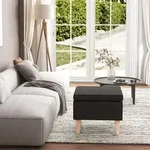 Hocker Mit Holzbeinen Schwarz Stoff Vidaxl