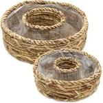 Pflanzring Aus Wasserhyazinthe Mit Folie 2er Set - 36 / 30 Cm - Naturfaser
