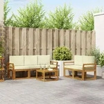 Vidaxl Outdoor Sofa Set With Cushion 6 Pcs Natural And Cream