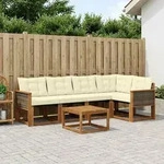 Vidaxl Outdoor Sofa Set With Cushion 6 Pcs Natural And Cream