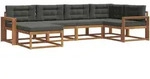 Outdoor-sofagarnitur Mit Kissen 6 Pcs Natur Und Anthrazit Vidaxl