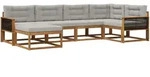 Outdoor-sofagarnitur Mit Kissen 6 Pcs Natur Und Hellgrau Vidaxl