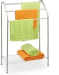 Relaxdays Handtuchst&auml;nder, 3 Stangen, Ablage, Freistehend, Stahl, Hxbxt: