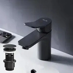 Am.pm - Badarmatur Mit Pop-up Ablaufventil F&uuml;r Waschbecken Wasserhahn Bad Schwarz