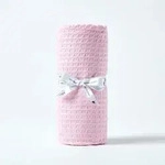 Homescapes - 100% Bio-baumwolle Waffel Babydecke Rosa, 90 X 110 Cm